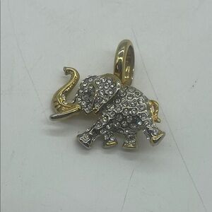 Gold and Silver Rhinestone Elephant Pendant